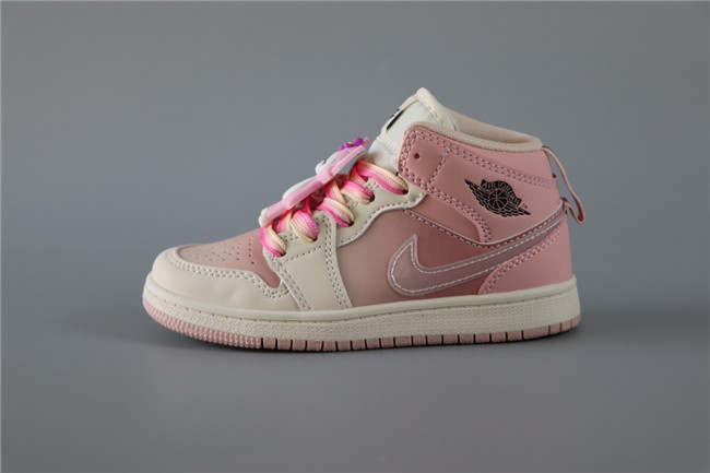 Youth Running Weapon Air Jordan 1 Pink/Cream Shoes 108